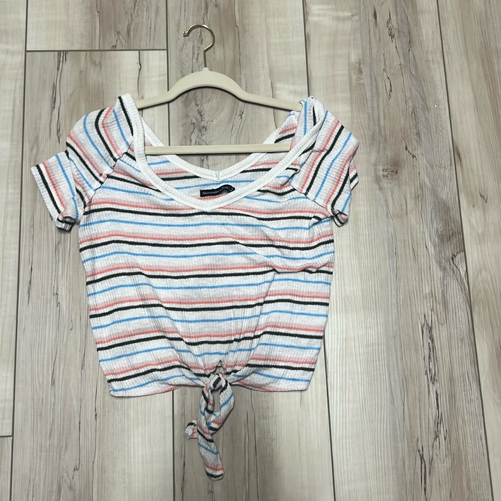 Knit striped white tee